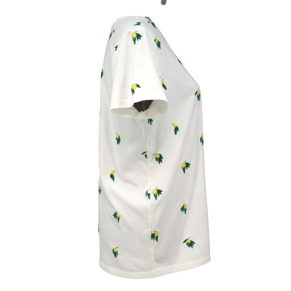 Lucky Brand Top Womens Large White Cotton Embroidered Lemons T-shirt Novelty - Picture 5 of 15